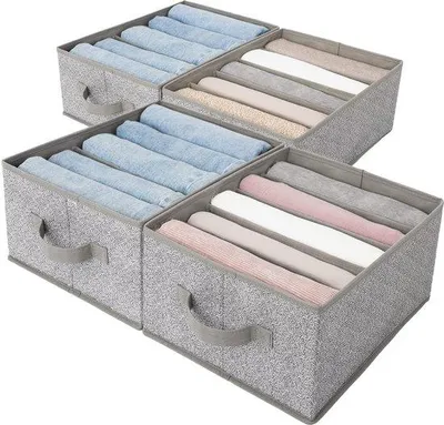 Produktbild von Famanu Jeansorganisatoren 4 Stück - Graue Aufbewahrungsbox, faltbarer Kleiderorganizer