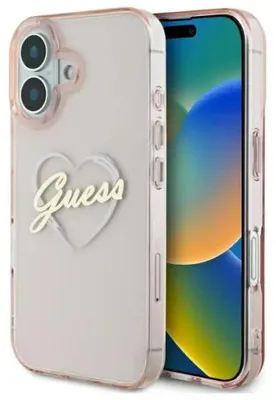 Obrázek produktu pro Pouzdro Guess IML Heart iPhone 16 - růžové