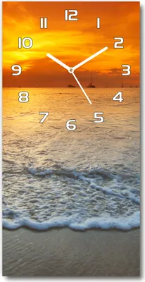 Produktbild von Wanduhr aus Glas – 30x60 cm - Glasbild - Glasuhr - Gehärtetes Glas -Sonnenuntergang