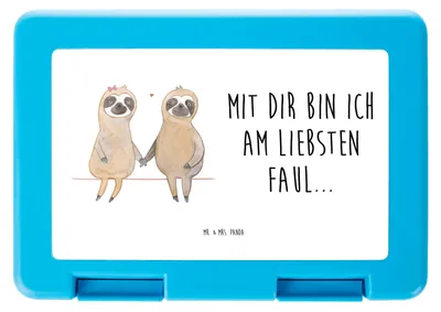 Produktbild von Mr. & Mrs. Panda Frischhaltedose Faultier Pärchen - Weiß - Geschenk, Pausenbox, Gemeinsam, Butterbrotdose, Liebe, Bento Box, Bentobox, Verliebt, Vorratsdose, Vesperbox