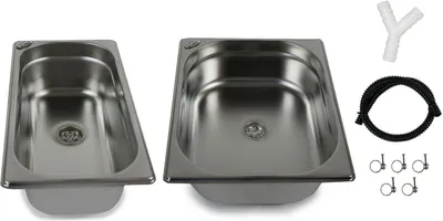 Immagine prodotto di Lavello in acciaio inox Lavandino da campeggio Lavandino doppio Camper Caravan 100