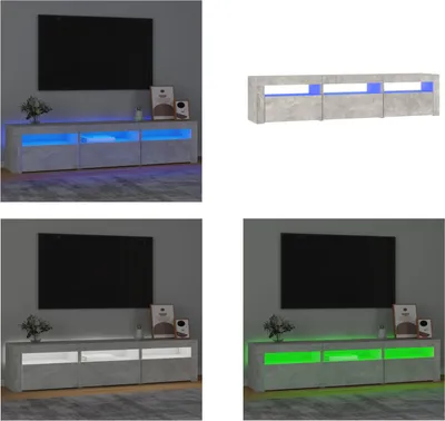 Produktbild von vidaXL TV Schrank mit LED Leuchten Betongrau 180x35x40 cm - TV-Schrank - TV-Schränke - TV-Ständer - Medienschrank