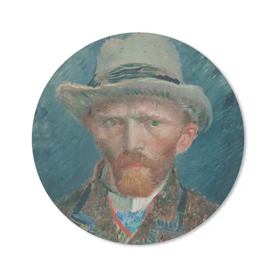 Produktbild von MuchoWow® Mauspad Mousepad Selbstporträt 1887 - Gemälde von Vincent van Gogh 50x50 cm - Mousepads - Maus Mat - Pad - Mausunterlage - Vinyl