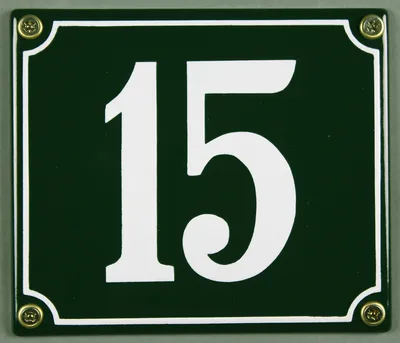 Produktbild von Hausnummernschild 15 grün 12x14 cm Schild Emaille Hausnummer Haus Nummer Zahl Ziffe