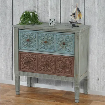 Produktbild von Kredens Kommode Aveiro Schrank Shabby-Look, Vintage, 80x79x40cm