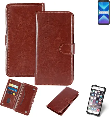 Produktbild von K-S-Trade 360° Hülle kompatibel mit Blackview BV5500 Plus braun Kunstleder Case BookCase WalletCase Kunstlederederhülle Handyhülle, Rundumschutz