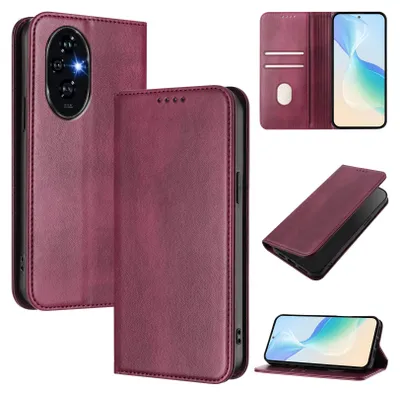 Produktbild von Handyhülle für Honor 200 Pro, Vintage Leder RFID Schutz Kartenfach Standfunktion Magnetische Klapphülle Rot