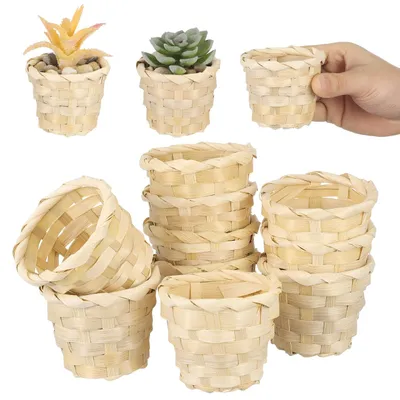 10 Mini-Gewebekörbchen aus Holz, rund, 7,5 cm, für Partygeschenke