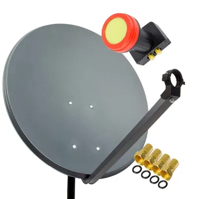 Produktbild von PremiumX 60cm Satellitenschüssel Anthrazit PX-SUN Twin LNB 4x F-Stecker