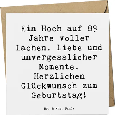 Produktbild von Mr. & Mrs. Panda doppelkarte Spruch 89. Geburtstag - Weiß - Geschenk, 89 Jahre, einzigartiger, anlasskarte, Klappkarte, faltkarte, Glückwunsch, Liebe, Happy Birthday