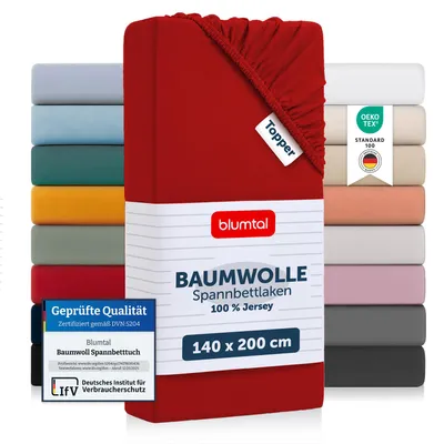 Productafbeelding van Blumtal set van 2 spannenlakens voor topper, 140x200x15 cm - 100% katoen