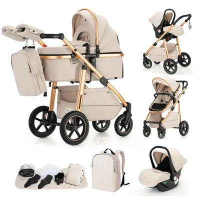 Immagine prodotto di Passeggino 3 in 1 - Passeggino combinato - Facilmente pieghevole - Sistema da viaggio con seggiolino auto - Adatto per bambini da 1 a 2 anni -  - Bianco