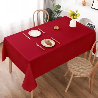 Zdjęcie produktu dla Ścierełka na stół, zmywalna, 160x300 cm, imitacja lnu, poliester, czerwona, prostokątna