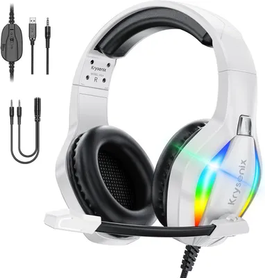 Produktbild von PG1 RGB Gaming Headset für PS4/PS5/PC/Xbox/Switch, Kabelgebundenes Over-Ear Headset mit 3,5mm Klinke, Noise Cancelling Mikrofon,Stereo Sound,LED Licht