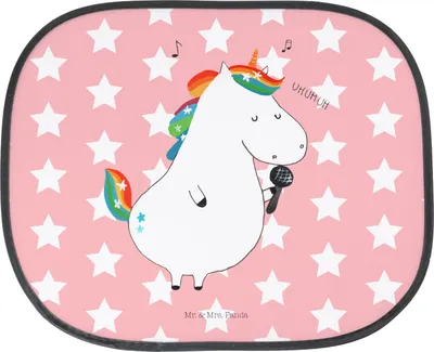 Produktbild von Mr. & Mrs. Panda Autoscheiben Sonnenschutz Einhorn Sänger - Rot Pastell - Geschenk, Auto, Pkw, seitenscheibe, Geburtstag, Einhörner, Freundin, für, Sonnenblende, Konfetti