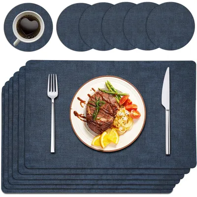 Produktbild von Platzsets - Set von 6 Kunstleder Tischsets und Untersetzern