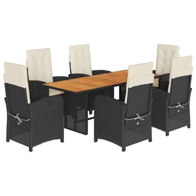 Produktbild von vidaXL 7-tlg. Garten-Essgruppe mit Kissen Schwarz Poly Rattan