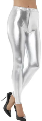 Produktbild von Smiffys 80s Metallic Disco Leggings, Silver Halloween und Karneval