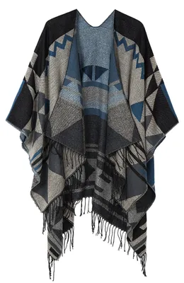 Produktbild von Boho Fransen Poncho Schal für Frauen