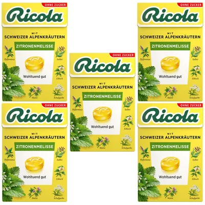 Image de Ricola Mélisse citronnée sans sucre fruité en sachet 50g 5 pièces