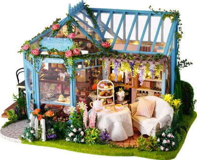 Produktbild von 3D-Puzzle DIY holz Miniaturhaus Modellbausatz Puppenhaus Rosengarten