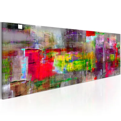 Produktbild von Wandbilder Abstrakt Wie Gemalt 135x45 cm 1 tlg – Bilder Wohnzimmer, Moderne Leinwandbilder, Leinwanddruck a-A-0217-b-b