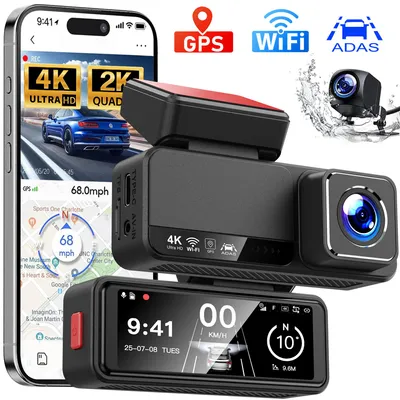Produktbild von ADAS Dashcam Auto,2-Kanal 4K+1080P Autokamera,3.2 Zoll mit GPS Dashcam  , (WLAN (Wi-Fi), Zeitrafermodus, App-Steuerung Autokamera,140°Ultraweitwinkel