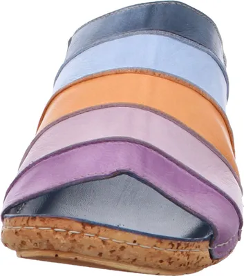 Produktbild von Gemini Damen Pantolette Clog Leder Keilabsatz Korkoptik 032084-02, Größe:39 EU, Farbe:Blau