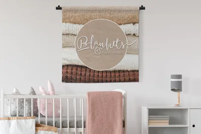 Produktbild von MuchoWow® Wandteppich Wandbehang Sprichwörter - 'Decken und kuschelige Socken' - Zitate 90x90 cm Tapisserie Dekoration Wandtuch - Wandaufhänger