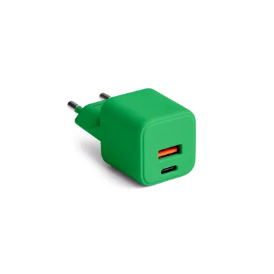 Obrázek produktu pro Nabíječka COLORUM do zásuvky s USB-A a USB-C, podpora PD 30W, model CLS30-AC-04, barva: zelená