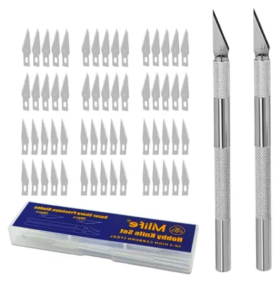 Produktbild von Präzisions-Schnitzmesser Set mit 60 Ersatzklingen für DIY-Arbeiten