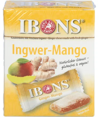 Produktbild von IBONS Ingwer Mango Kaubonbons, 60 g Bonbons