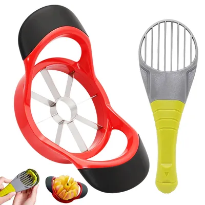 Imagen del producto de Cuchillo pelador 3 en 1, de acero inoxidable, con mango de goma ergonómico, ideal para frutas y verduras