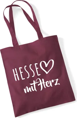 Produktbild von Huuraa Jutebeutel Hesse mit Herz 10 Liter Burgundy Baumwolle Tasche Geschenkidee