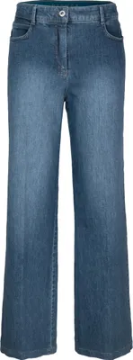 Produktbild von MELBOURNE Wide-Leg-Jeans Größe 46 Denim elastischer Bund Bügelfalte Used-Look