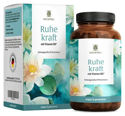 Produktbild von Anti Stress Komplex mit Ashwagandha & Rosenwurz - RUHEKRAFT - 120 hochdosierte vegane Kapseln - NATURTREU®