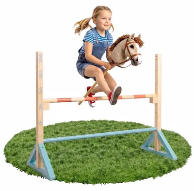 Produktbild von Relaxdays Hobby Horsing Hindernis, Sprunghürde höhenverstellbar, Agility Hürde, HBT: 72x91x33 cm, Kinder, Holz, bunt
