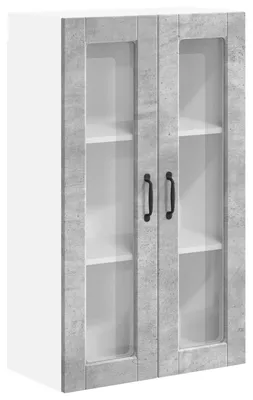 Image de Armoire murale en verre vidaXL PORTO, gris béton, 60 x 31 x 100 cm