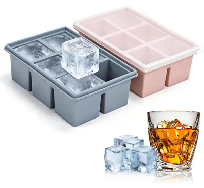 Silikon-Eiswürfelform 2er-Set, 5 cm, mit Deckel, für Whisky & Cocktails