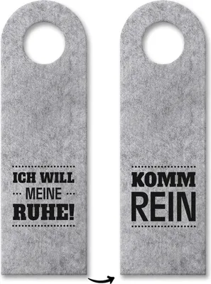 Produktbild von Ich will meine Ruhe oder Komm rein Türhänger in Grau Zimmertüre Büro Hinweis