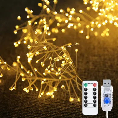 LED-Lichterkette, 100 LEDs, 8 Modi, Kupferdraht, warmweiß
