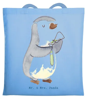 Produktbild von Mr. & Mrs. Panda Tote Bag Chemiker Herz - Sky Blue - Geschenk, Shopping Tasche, Laptoptasche, Labor, Studium, Schultasche, Chemielaborant, Forschung, Unitasche