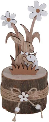 Produktbild von TrendLine Deko Osterhase auf Stamm Holz 18 x 7,5 x 7 cm braun