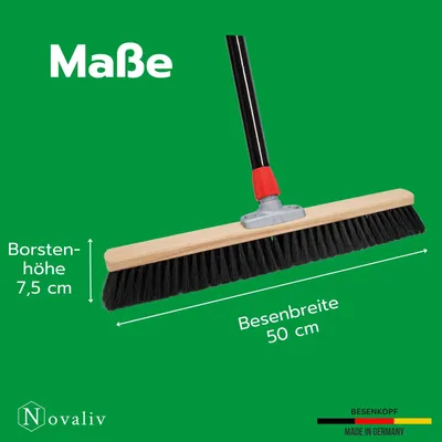 Obrázok produktu pre Novaliv metla na chodbu 50 cm s násadou Štetiny Metla so syntetickými štetinami jemná s násadou Ideálna ako dielenská metla Metla na chodbu Priemyselná metla Domová metla Zametacia metla Izbová metla Metla na vlasy Metla na terasu Metla mäkká