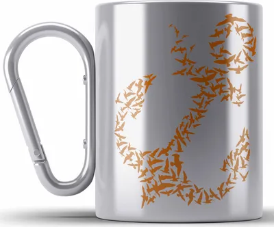 Produktbild von Trendation - Edelstahl Tasse Karabiner für Segler Geschenke Männer Edelstahl Tasse Karabiner Geschenkideen Zubehör Gadgeds Segeln Lustig Anker Grafik Kapitän (Silber)