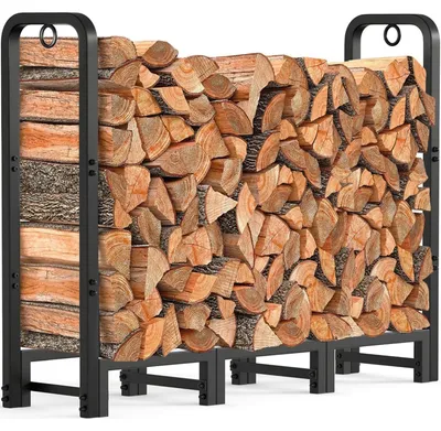 Produktbild von Kaminholzregal 1,2 m Stahl Schwarz für Innen & Außen