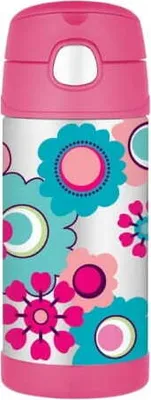 Image de Thermos pour enfants avec paille Thermos 0,35l fleurs