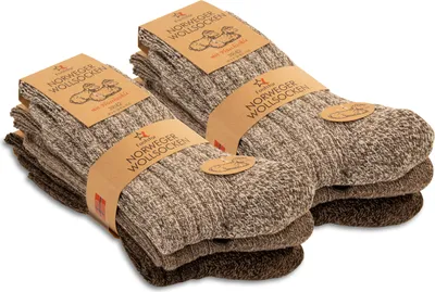 Produktbild von Footstar Herren Winter Wollsocken (6 Paar) Norweger Socken mit Frottee Plüschsohle - Braun 35-38