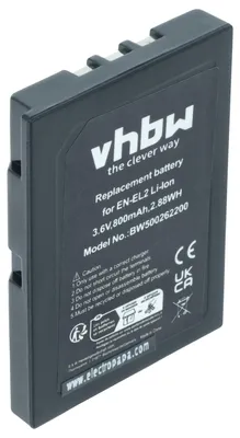 Produktbild von vhbw Akku Ersatz für Nikon EN-EL2 für Kamera (800 mAh, 3,6 V, Li-Ion)