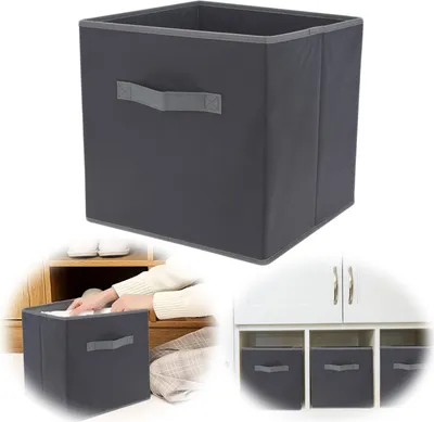 Produktbild von LS-LebenStil Aufbewahrungsbox Faltbox 30x30x30cm Grau Ordnungsbox Regal Einsatz für Ikea Kallax